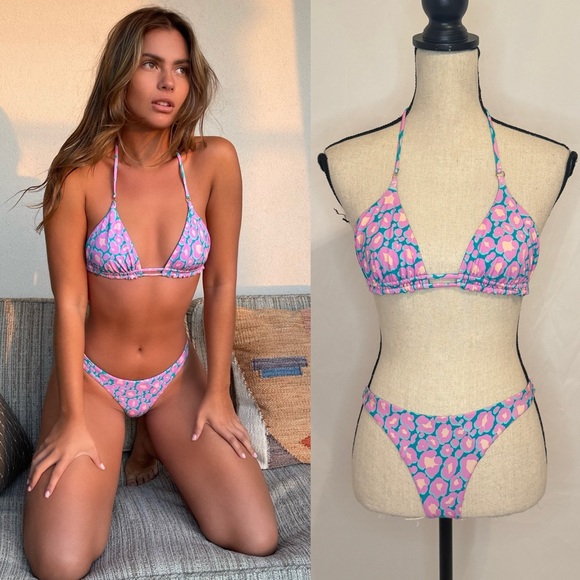 Beach Bunny Other - Beach Bunny Pink Leopard Bikini Top & Bottom